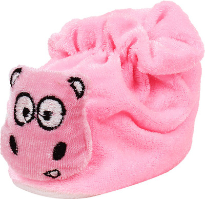 

Ole Baby Cute Baby Cow Soft Velvet Furry Friend Smiling Cartoon Booties(Toe to Heel Length - 10 cm Pink)