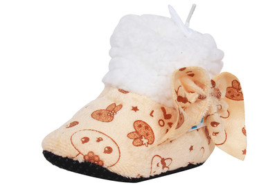 

Ole Baby Bow Style Teddy Star Soft Furry Organic Toons 3-12 Months Booties(Toe to Heel Length - 11 cm Yellow)