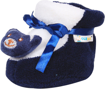 

Ole Baby Cute Balu the bear Plush Soft Furry Organic 3d Ole Toons 0-9 Months Booties(Toe to Heel Length - 9 cm Blue)