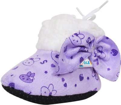 

Ole Baby Bow Style Teddy Star Soft Furry Organic Toons 3-12 Months Booties(Toe to Heel Length - 11 cm Purple)