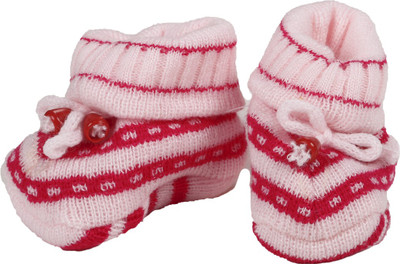 

Baby Boo Handmade Crochet Knit Sock Booties(Toe to Heel Length - 12 cm Pink)