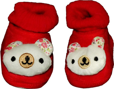 

Neska Moda Panda 0 To 12 Month Baby Booties(Toe to Heel Length - 10 cm Red)
