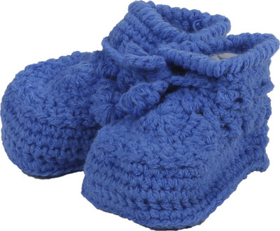 

Baby Boo Soft Handmade Crochet Knit Sock Booties(Toe to Heel Length - 12 cm Blue)