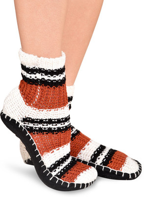 Senora LBT-4 WHITE BROWN Booties(Toe to Heel Length - 24 cm White)