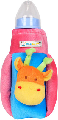 

Ole Baby Giraff Face Soft Attractive Cute Plush Velvet Milk Feeding Bottle Cover With Twins Handle upto 500ml(Blue