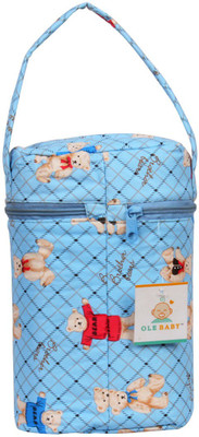 

Ole Baby Colorful Teddy Print Assorted Double Portable Infant Feeding Milk Food Bottle Thermal Warmer Bag Storage Holder (Upto 250ml each)(Cyan