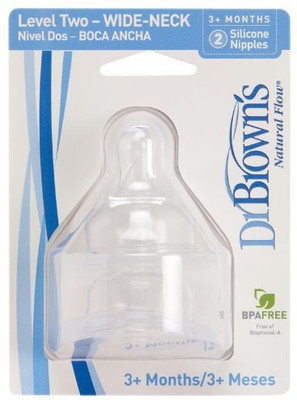 

Dr. Brown's Natural Flow Level 2 Wide Neck Nipple Medium Flow Nipple(Pack of 2 Nipples)
