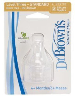 

Dr. Brown's Standard Neck Baby Bottle Nipple Medium Flow Nipple(Pack of 2 Nipples)
