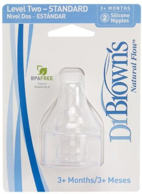Dr. Brown's Natural Flow Level 2 Standard Nipple Medium Flow Nipple(Pack of 2 Nipples)