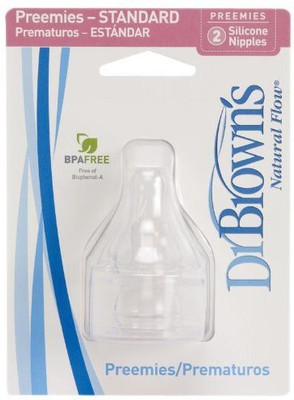 Dr. Brown's Natural Flow Preemie Standard Nipple Preemie Flow Nipple(Pack of 2 Nipples)