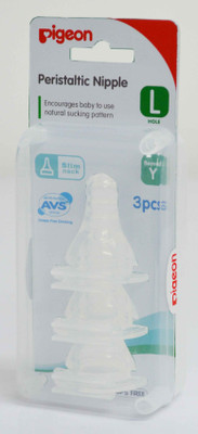 

Pigeon Peristaltic Nipple case 3pcs (L) Fast Flow Nipple(Pack of 3 Nipples)