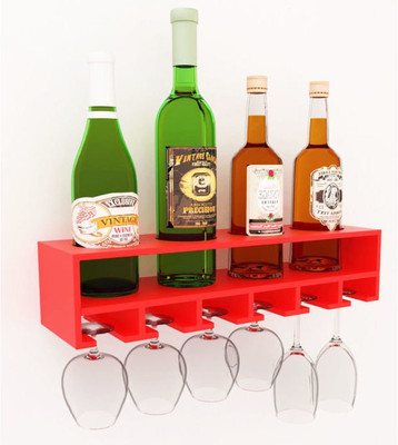 

Onlineshoppee Wooden Bottle Rack(Red, 4 Bottles)