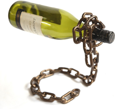 

Inspired Livingg Chain Iron Bottle Rack Cellar(Gold, 1 Bottle)