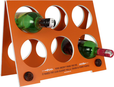 

EK DO DHAI Wooden Wine Rack(Orange, 6 Bottles)