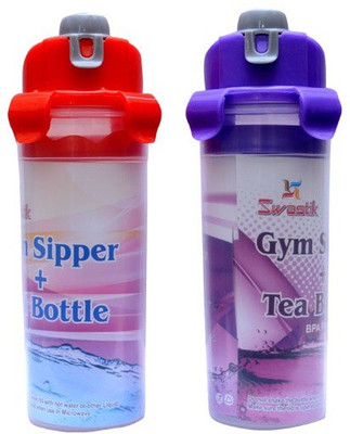 

Me Swastik Gym Stricker 600 ml Sipper(Pack of 2, Red, Black), Blue;red