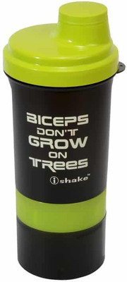 

iShake Zest Two Storage gym bottle 500 ml Shaker(Pack of 1, Black, Green)