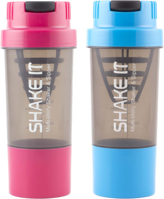 

HAANS shakeit 500 ml Shaker(Pack of 2, Pink, Blue), Blue;pink