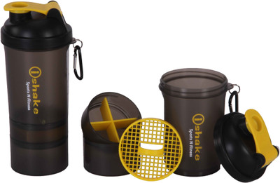 

iShake Soot Yellow 019 gym bottle 500 ml Shaker(Black, Yellow)