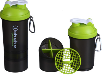 

iShake 019 two storage green cap 500 ml Shaker(Pack of 1, Green), Black;green
