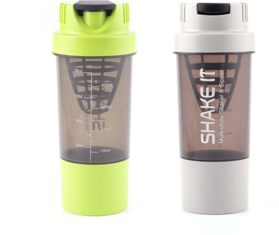 

HAANS shakeit 500 ml Shaker(Pack of 2, Grey, Green), Green;grey