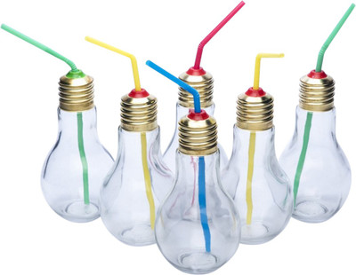 

Ez-life Bulb Shape with Straw 200 ml Sipper(Pack of 6, Clear), Transparent
