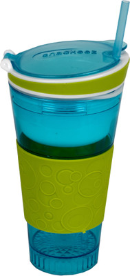 

As Seen On Tv Snack Easy and Mess-Free With Snackeez! 2 in 1 Snack Drink Cup 550 ml Sipper(Pack of 1, Blue)