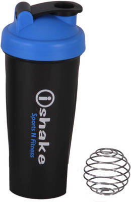 

iShake Black Body Blue Cap 008 gym bottle 600 ml Shaker(Black, Blue)