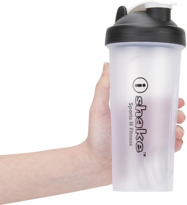 iShake Translucent Body Black Cap 008 gym bottle 600 ml Shaker(White, Black) available at flipkart for Rs.218