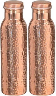 Satyaware Copper Jointless Hammered & Leakproof 750 ml Bottle(Pack of 2, Brown, Copper)