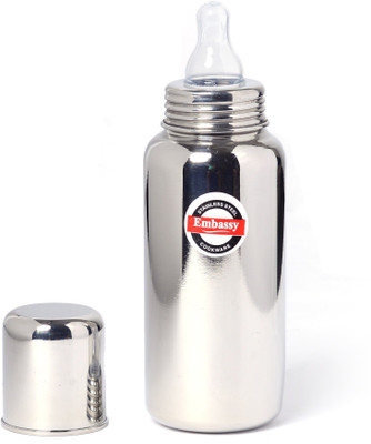 Embassy Stainless Steel Baby Feeding 225 ml Bottle(Pack of 1, Silver)