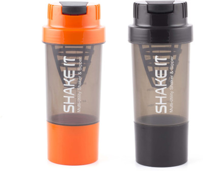 

HAANS shakeit 500 ml Shaker(Pack of 2, Black, Orange)