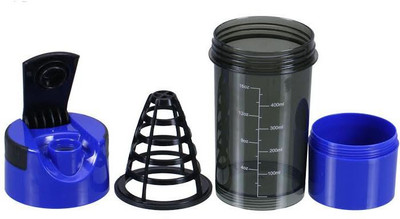 

iShake Best gym bottle Cup 500 ml Shaker(Pack of 1, Black, Blue)