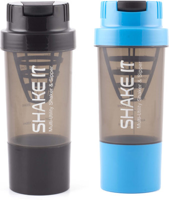 

HAANS shakeit 500 ml Shaker(Pack of 2, Black, Blue)
