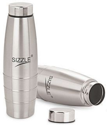 Sizzle Fridge Water 2 Pc Set Sfb 501 1000 ml Bottle Pack of 2, Silver, Steel Sizzle Water Bottles