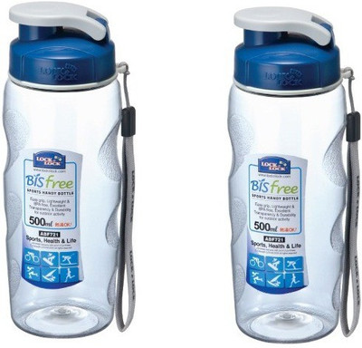 LOCK & LOCK Bisfree Aqua Handy Sports Water 500 ml Bottle(Pack of 2, Clear, Steel)