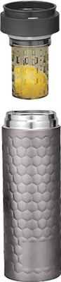 

Capstone Vacuumized Tea & Fruit Infuser Sipper Honeycomb Design H 550 ml Shaker(Pack of 1, Grey)