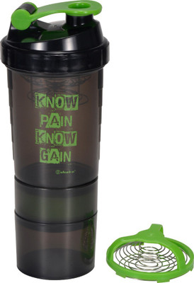 

iShake Black Body Green Lid Speed 2 Storage gym bottle 500 ml Shaker(Black, Green)