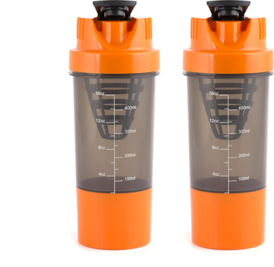 HAANS Shakeit 1000 ml Shaker(Pack of 2, Orange, Plastic)