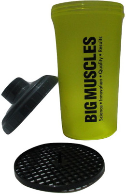 

BIG MUSCLES Protein 600 ml Shaker(Pack of 1, Green, Black), Black;green