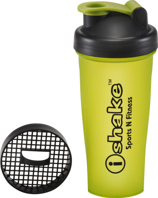 

iShake Green Body Black Cap Combatant gym bottle 600 ml Shaker(Pack of 1, Green, Black), Black;green