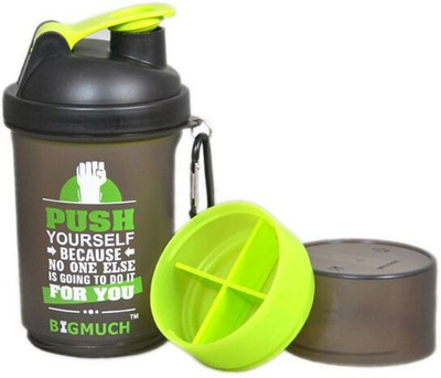 

Big Much Cool Green 500 ml Shaker(Pack of 1, Black), Black with green cap