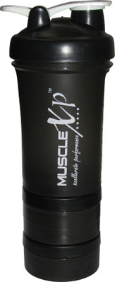 

MuscleXP AdvancedStak Protein Shaker for Professionals with Steel Ball - Design 11 500 ml Shaker(Pack of 1, Black), Black & white