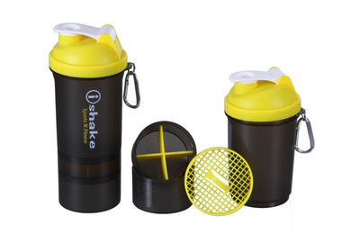 

iShake 019 two storage cap 500 ml Shaker(Pack of 1, Yellow), Black;yellow