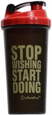 

iShake Black Body Red Cap Terminator gym bottle 600 ml Shaker(Pack of 1, Black, Red)