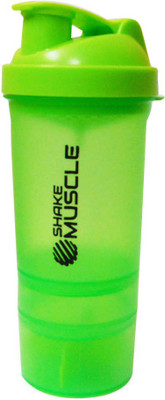 

ShakeMuscle Smart ProStak Advanced Gym Bottle With Strainer – Neon Green 500 ml Shaker(Pack of 1, Green)