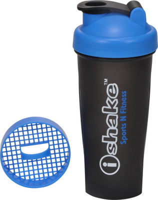 

iShake Black Body Blue Cap Combatant gym bottle 600 ml Shaker(Pack of 1, Black, Blue)
