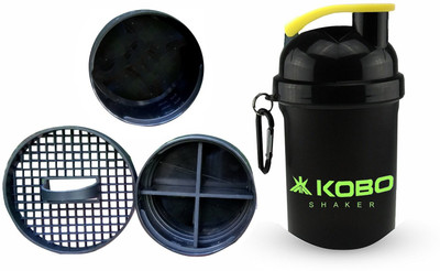 

Kobo SHAKER SIPPER BLENDER BOTTLE WITH STORAGE COMPARTMENT (IMPORTED) 400 ml Shaker(Pack of 1, Black), Green