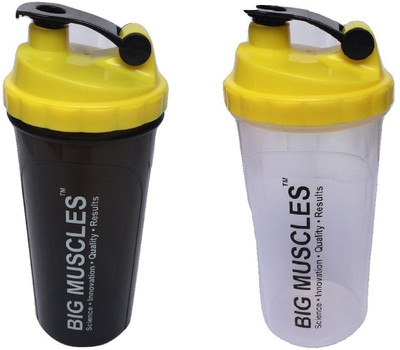 

BIG MUSCLES My gym 600 ml Shaker(Pack of 2, Black, Clear)