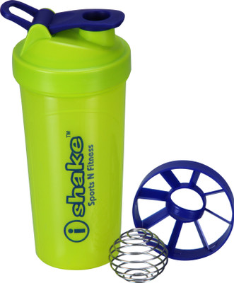 

iShake Green Body Blue Lid Power Ball gym bottle 600 ml Shaker(Pack of 1, Green, Blue), Blue;green