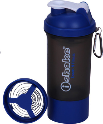 

iShake Soot Blue Cool Olympic 700 Dual Plastic gym bottle 600 ml Shaker(Pack of 1, Blue, White)